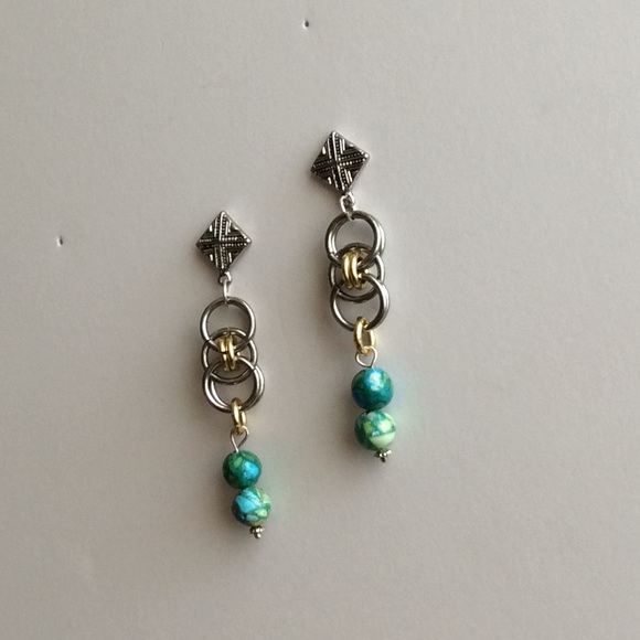 African Turquoise Dangle Earrings - Picture 7 of 7